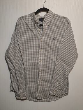 Ralph Lauren Men's M Black White Check Gingham Slim Fit Long Sleeve Shirt M